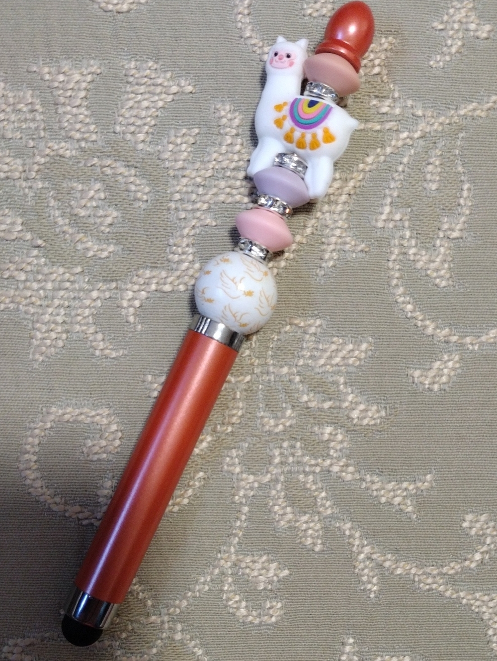 Cute Coral Llama Decorative Stylus Pen - Pink/Coral